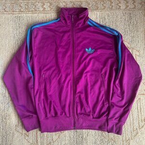 Vintage Y2K Adidas Originals Track Jacket Streetwear Purple Blue Stripes Men's L